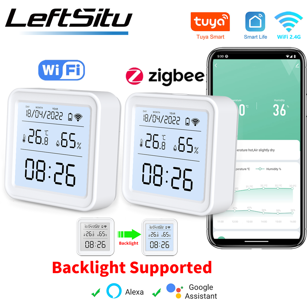 Weather Station Indoor - Zigbee Tuya termometer detektor temperatur, pengukur
